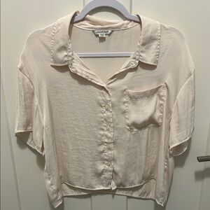 American Eagle Outfitters Light Cream Button-Down Shirt